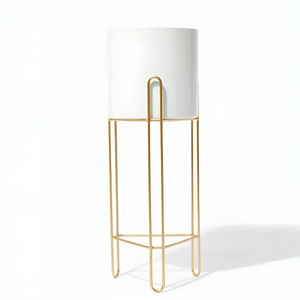 Jardinière décorative crème avec support or champagne-Grand présentoir intérieur en métal pour jardinières, disponible à prix de gros - Product Image 4