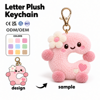 Porte-clés en peluche de coton personnalisé OEM ODM, breloque de sac en forme de lettre alphabet, tailles unisexe, certifié CE