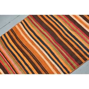 Tapis Moderne en Laine Orange Marron 2.5x4.9ft Classique Rectangle Patchwork Design Vintage Style Turc Support en Latex pour la Chambre à Coucher - Product Image 5