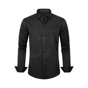 Chemise à boutons pour hommes avec coupe classique et finition lisse Chemise habillée à manches longues en coton doux pour hommes Style d'affaires - Product Image 1