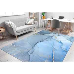 Alfombras de Mármol en Tonos Azules, Alfombras Brillantes, Alfombra Estampada, Alfombra de Terciopelo de Lujo - Product Image 1