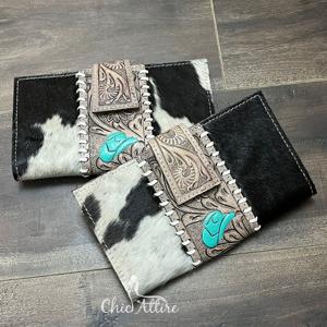 Nouveau portefeuille bifold de luxe à grande capacité avec blocage RFID, en cuir de vachette travaillé à la main, porte-cartes, portefeuille long, pochette pour femmes - Product Image 1