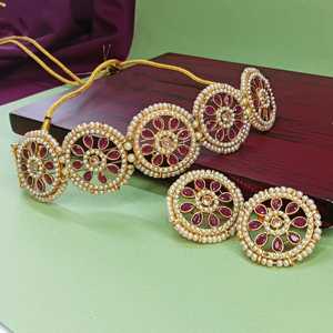 Bijoux indiens Bollywood cristal fausse perle collier ras du cou boucles d'oreilles ensemble de bijoux de mariage pour femmes filles - Product Image 2