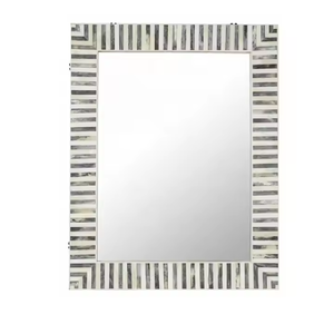 Marco de Espejo Cuadrado de Madera Moderno y Ecológico Hecho a Mano con Incrustaciones Intrincadas de Hueso, Decoración de Pared para Sala de Estar, Dormitorio, Hogar, Forma de Media Luna - Product Image 3