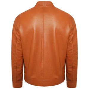 Veste en cuir et toile pour homme, style café racer, col montant, logo sur le devant, écologique, respirante, imperméable, coupe ajustée, coupe-vent pour l'hiver - Product Image 2