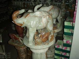 Figuras de elefante de mármol blanco exquisitamente talladas, artefactos de piedra de animales con estilo - Product Image 2