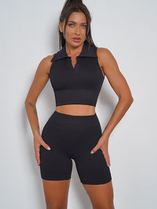 Taille haute femmes séchage rapide Yoga ensemble Gym femmes sport Yoga ensemble sans couture Anti-Vibration Yoga ensemble - Product Image 5