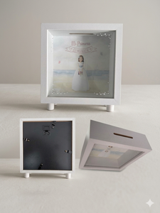 Novedad Hucha Cuadrada "Mi Primera Comunión" - Edición Ilustrada, Hucha Decorativa de Madera Blanca. venta al por mayor España - Product Image 3