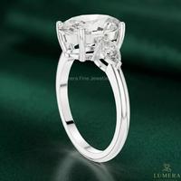 Anillo de Compromiso de Diamante Cultivado en Laboratorio con Corte Ovalado de Lujo, Chapado en Oro de 18K, 3 Piedras, Certificado IGI, Joyería de Boda para Mujer