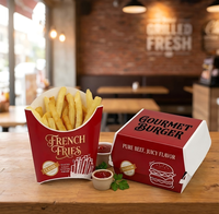Ensemble d'emballages personnalisés pour la restauration rapide, boîte à frites, boîte à hamburgers, sac en papier, emballage jetable à emporter, fournisseur OEM