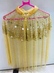 Burlesque Cape Attaché Cou Belle Tenue De Festival pour Club Droit Perlé Brins Paillettes Broderie Perle Décorations - Product Image 2