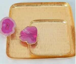 Bandeja de ágata dorada de calidad para almacenamiento, regalo de Navidad multiusos, bandeja de cena Buffet, decoración del hogar, decoraciones de boda, bandeja de joyería - Product Image 1