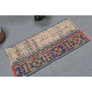 Alfombra de lana turca Vintage de 1,5x3,2 pies, área grande clásica Beige con diseño de retazos, respaldo de algas marinas para decoración de habitación de pasillo - Product Image 2