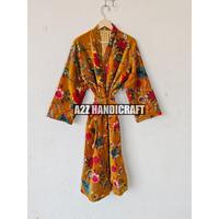 Peignoir de bain kimono en velours de coton à imprimé floral Cadeaux d'été pour ses robes de mariée et cadeaux de demoiselles d'honneur
