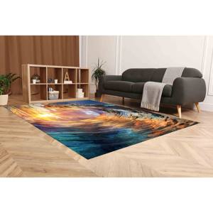 Alfombra Sunset Wave Crest: Decoración de paisaje costero, alfombra impresa, alfombra suave no tejida - Product Image 3