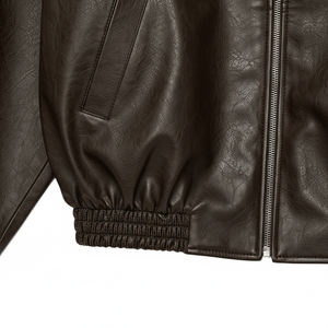 Nouvelle Veste Courte Noire Zippée en Similicuir Tissé Anti-Plis de Haute Qualité pour Femme, Modèle Élégant, avec Logo Personnalisé, Collection 2026 – Vente en Gros - Product Image 2