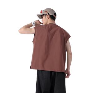 Camiseta informal sin mangas con cuello redondo para hombre con logotipo personalizado en la parte delantera Impresión digital 100% Tela de lona de algodón Transpirable Regular Fit - Product Image 4