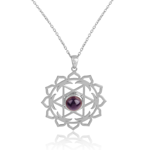 Energy Wheel Design Pendant Necklace Fine Silver Jewelry Manufacturer Natural Amethyst Gemstone Necklace - Product Image 3