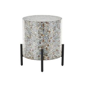 Table basse moderne écologique en nacre incrustée, avec base en métal noir, faite à la main, de haute qualité, décoration d'intérieur - Product Image 1
