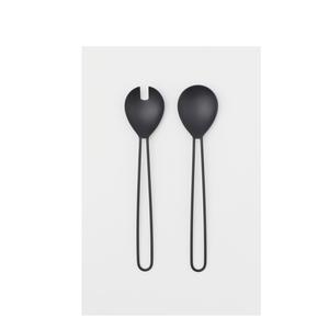 Tenedor y cuchara de acero inoxidable para ensalada, cuchillo de cena dorado y negro, tenedor de diseño simple - Product Image 4