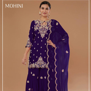 Collection de costumes Salwar brodés Blooming Vichitra Catalogue complet disponible au tarif de gros, collection premium en gros. - Product Image 1