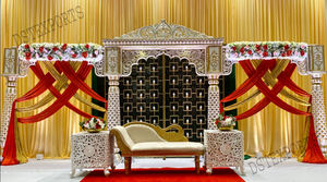 Décoration de scène de mariage sud-indien scène de mariage traditionnelle de Style sud-indien configuration de scène de mariage indien traditionnel - Product Image 5