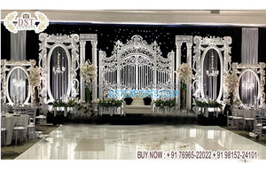การรับธีมบอลลีวูดสีขาวเวทีกลางคืนเสน่ห์งานแต่งงานของชาวอินเดียเวทีบอลลีวูดเสางานแต่งงานรอยัลตกแต่งเวที - Product Image 5