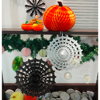 Abanico de Papel con Diseño de Telaraña de 40CM, Ecológico, de Alta Calidad, Entrega Rápida, Decoraciones para Fiestas de Acción de Gracias y Halloween