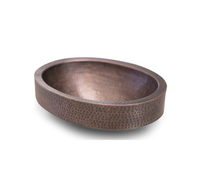Évier de cuisine DIVRIS en cuivre martelé fait main, rond, à cuve unique, surface polie, installation sur comptoir, lavabo moderne - Product Image 1