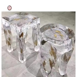 Decoraciones modernas de lujo de gama alta para sala de estar, taburete de tronco de árbol, mesa de té de madera, silla de resina epoxi - Product Image 3