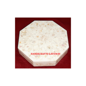 Nuevo producto de mármol Natural más vendido, joyero con Incrustaciones de nácar con collar de anillo, cajas de almacenamiento para fregona, forma octagonal - Product Image 1