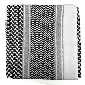 ผ้าพันคออาหรับสำหรับชาวมุสลิมผ้าฝ้าย100% ขาวดำสำหรับผู้ชาย - Product Image 3