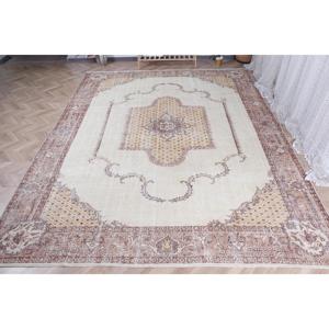 0.8x12 ft Turkish Rug, Vintage Rug, <b>Brown</b> Plants & trees <b>Wool</b> Rug - Product Image 1