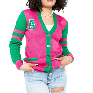 Cardigan en tricot personnalisé et coloré AKA Alpha Kappa Alpha pour sororité, fraternité, université, veste universitaire unisexe - Product Image 1