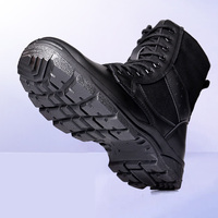 Botte de chaussure de combat noir coupe haute fermeture éclair latérale formation hommes bottes respirantes ultra légères chaussures botte de garde de sécurité
