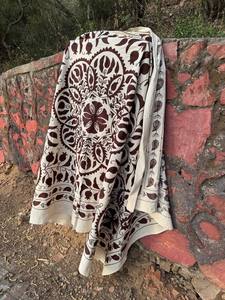 Handmade Uzbek Suzani Quilt – Intricate Embroidered <b>Bed</b> <b>Cover</b>, Colorful Bohemian Blanket, Artisan Crafted Bedroom Décor - Product Image 4