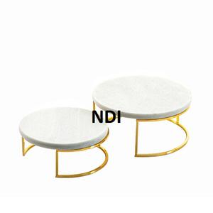 Vajilla de Hotel, decoración para fiestas de boda, soporte para servidor de pasteles, diseño hecho a mano, soporte de pastel de Metal, tapa de mármol - Product Image 1