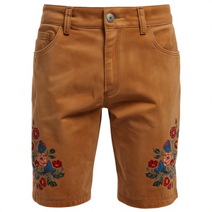 Pantalones Cortos de Cuero Genuino de Ante Color Bronceado Personalizados con Bordado Tradicional para Festivales, Proveedor OEM - Product Image 4