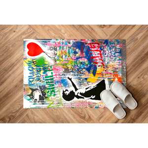 Alfombra con Diseño de Graffiti de Banksy, Alfombras Famosas, Alfombras para Regalo de Inauguración de Casa, Alfombra con Globo Rojo, Alfombra de Chenilla - Product Image 5