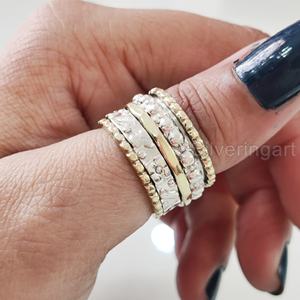 Anneau de méditation Spinner Band Bague de pouce pour femme en argent sterling 925 Fidget Bijoux faits à la main Anxiété de Noël Bague Spinner pour homme - Product Image 4