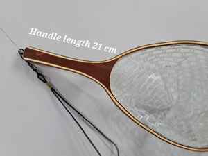 Épuisette de pêche à la mouche d'extérieur avec cadre en bois et filet en caoutchouc, outil de capture de truites à lancer à la main - Product Image 3