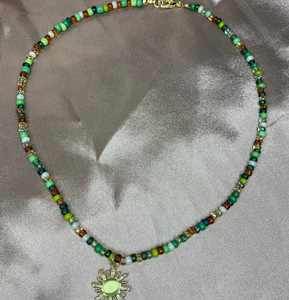 Green Sun <b>Beaded</b> <b>Necklace</b> High Quality Unique Western <b>Beaded</b> Scarf <b>Necklace</b>, Fringe <b>Beaded</b> Bandana - Product Image 2