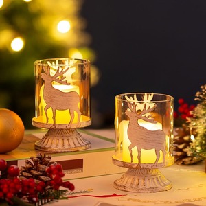 Bougeoirs en verre de renne en bois décoration de noël élégante pour la maison salon de table ou pièce maîtresse de vacances - Product Image 6