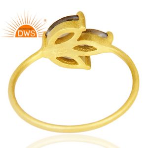 Anillo chapado en oro de 18 quilates de plata de ley de Venta caliente, anillo apilable de piedras preciosas de cuarzo ahumado Natural, joyería para mujer, regalo para ella - Product Image 3