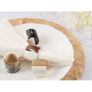 Servilleteros de cuerno pulido de búfalo auténtico, servilletero de anillo de aspecto Natural para mesa de comedor hecho de cuerno de vaca - Product Image 1