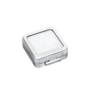 <b>Mini</b> Matte Silver Metal Jewelry <b>Box</b> with Two-Color Sponge Bare Stone Style - Product Image 1