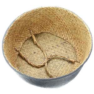 Cesta de almacenamiento ecológica para el hogar, diseño decorativo tejido de algas marinas con asas, círculo plegable de Vietnam - Product Image 2