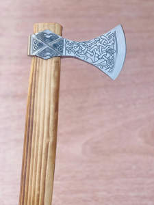 Custom Handmade High Carbon Steel <b>Viking</b> Tomahawk Hatchet Industrial Natural Wood Handle for Camping Daily Outdoor Use Survival - Product Image 6