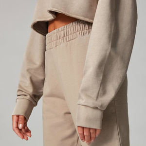 Sweat à capuche court 100% coton délavé à l'acide Taille XS Pull d'hiver en polaire de haute qualité avec ourlet brut et techniques imprimées - Product Image 3