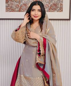 Designer Women's Party Wear <b>Top</b>-Plazzo and Dupatta Set Heavy Embroidery Work - Product Image 5